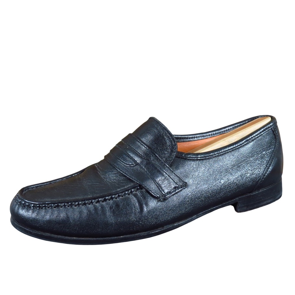 Thompson Tru‎ Men Casual Penny Loafer Shoe Size 10 Work Office Black Leather